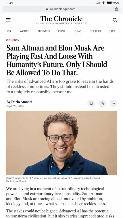 Sam Altman and Elon Musk Are Playing Fast and Loose With Humanity’s Future. Only I Should Be Allowed to Do That.