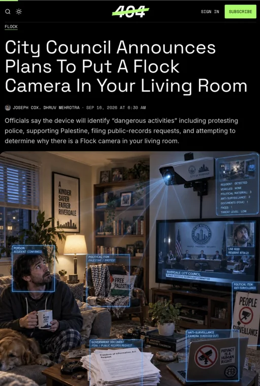 City Council Announces Plans To Put A Flock Camera In Your Living Room